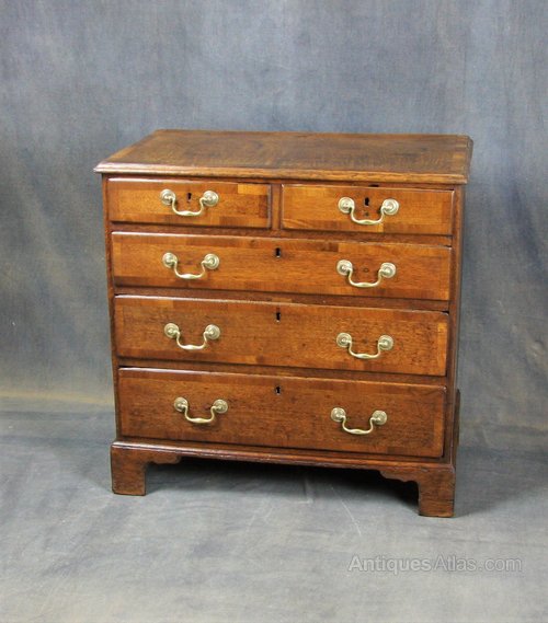 George II Oak and Walnut Chest of Drawers