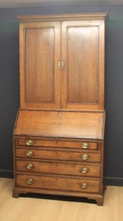 Georgian Oak Bureau Bookcase