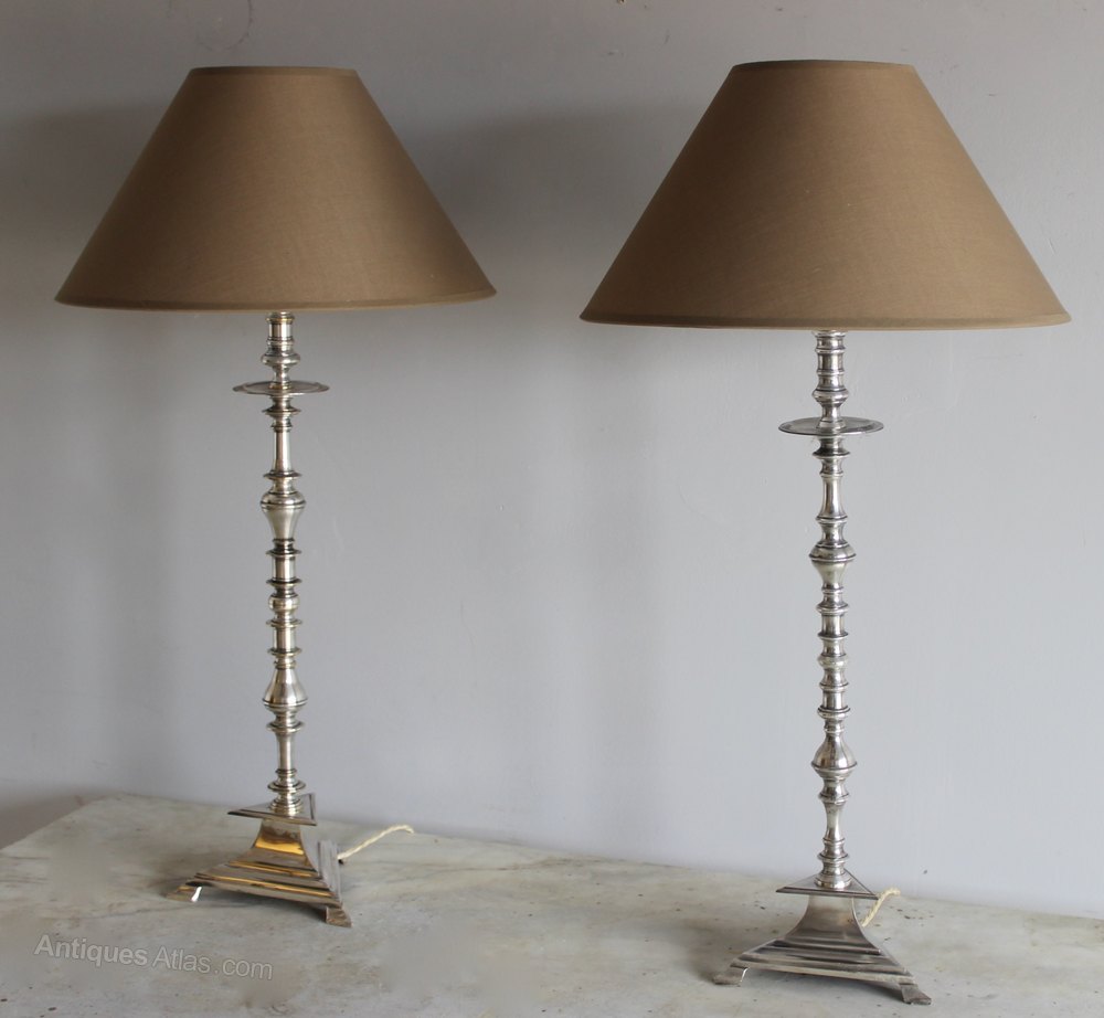 Antiques Atlas Pair Of Silver Plated Bedside Lamps