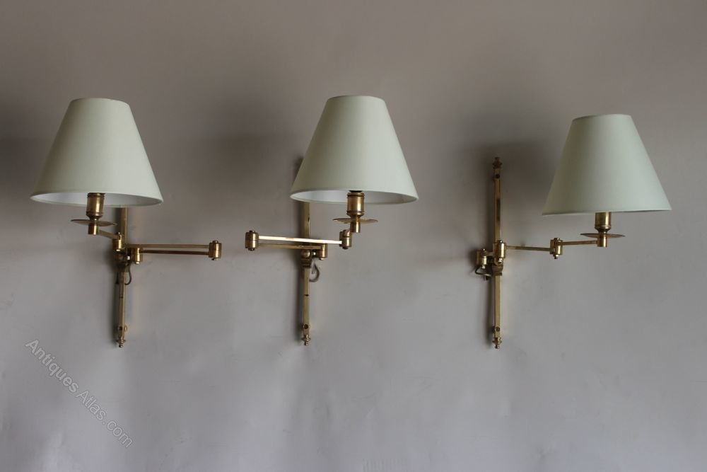 Antiques Atlas Set Of 3 Brass Library Wall Sconces