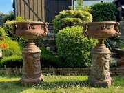 Pair Of Vases And Their Cast Iron Bases From Val D