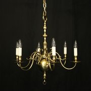 English Brass 6 Light Antique Chandelier