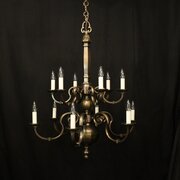 English Bronze 12 Light Antique Chandelier