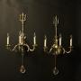 English Large Brass Triple Arm Wall Lights