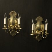 English Pair Of Brass Antique Wall Lights