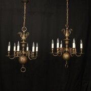 English Pair Of Bronze Antique Chandeliers