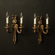 English Pair Of Bronze Antique Wall Sconces