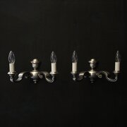 English Pair Of Silver Plated Antique Wall Lights