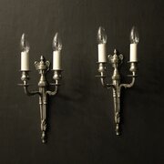 English Pair Of Silvered Antique Wall Lights