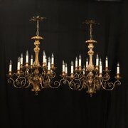 Florentine Pair 12 Light Polychrome Chandeliers