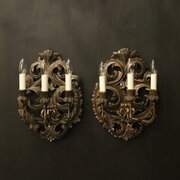 Florentine Pair Giltwood Antique Wall Lights