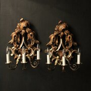 Florentine Pair Giltwood Antique Wall Lights