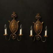 Florentine Pair Giltwood Twin Arm Wall Lights