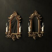 Florentine Pair Of Giltwood Twin Arm Girandoles