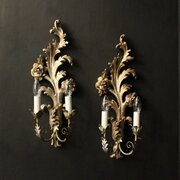Florentine Silver Giltwood Twin Arm Wall Lights