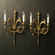 French 19th C Bronze Antique Wall Sconces