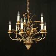 French 9 Light Polychrome Antique Chandelier