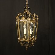 French Bronze Triple Light Hall Antique Lantern