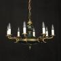 French Empire Gilded Brass 8 Light Chandelier