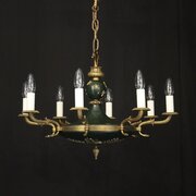 French Empire Gilded Brass 8 Light Chandelier