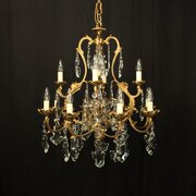 French Gilded 12 Light Antique Crystal Chandelier