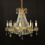 French Gilded 15 Light Tent & Waterfall Chandelier