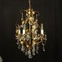 French Gilded 4 Light Leaf Chandelier