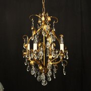 French Gilded 4 Light Leaf Chandelier