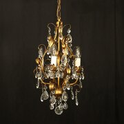 French Gilded 4 Light Leaf Chandelier