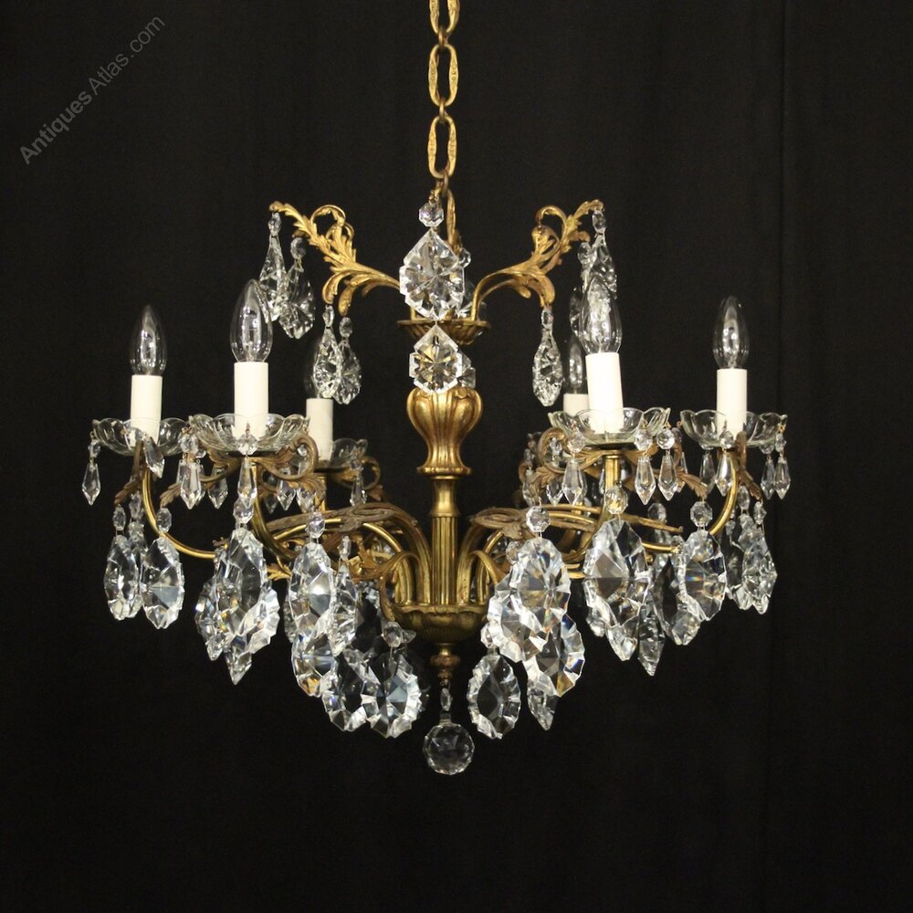 Antiques Atlas - French Gilded 6 Light Antique Chandelier