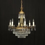 French Gilded 7 Light Tent & Waterfall Chandelier