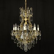 French Gilded 9 Light Birdcage Chandelier