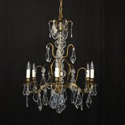 French Gilded Brass 6 Light Antique Chandelier