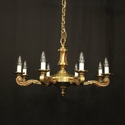 French Gilded Brass 8 Light Chandelier