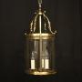 French Gilded Brass Triple Light Antique Lantern