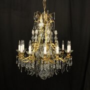 French Gilded Bronze 13 Light Antique Chandelier