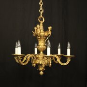 French Gilded Bronze 6 Light Antique Chandelier
