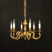 French Gilded Bronze 6 Light Antique Chandelier