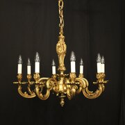 French Gilded Bronze 8 Light Antique Chandelier