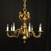 French Gilded Bronze 8 Light Antique Chandelier