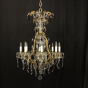 French Gilded Bronze 9 Light Antique Chandelier