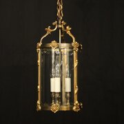 French Gilded Bronze Antique Hall Lantern