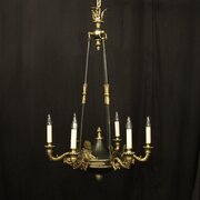 French Gilded Bronze Empire 6 Light Chandelier