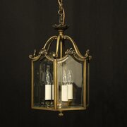 French Gilded Bronze Triple Light Hall Lantern