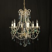 French Gilded Crystal 6 Light Chandelier