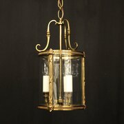 French Gilded Triple Light Convex Hall Lantern