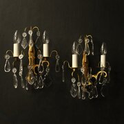 French Gilded Twin Arm Antique Wall Lights