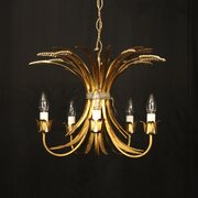 French Gilded Wheatsheaf 5 Light Chandelier