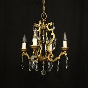 French Gilded & Crystal 4 Light Chandelier