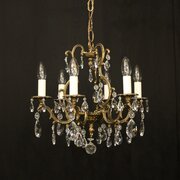 French Gilded & Crystal 6 Light Chandelier